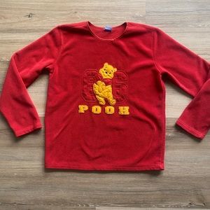 Vintage Disney Winnie The Pooh Red Fleece 90s Pullover